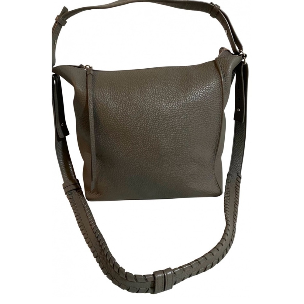 Allsants Elegant Gray Leather Shoulder Bag